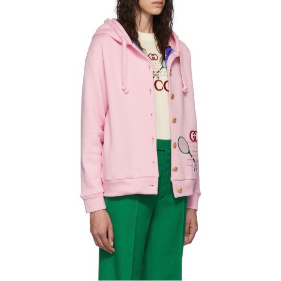 Pink Gucci tennis logo zip up hoodie - Picture 11 of 11